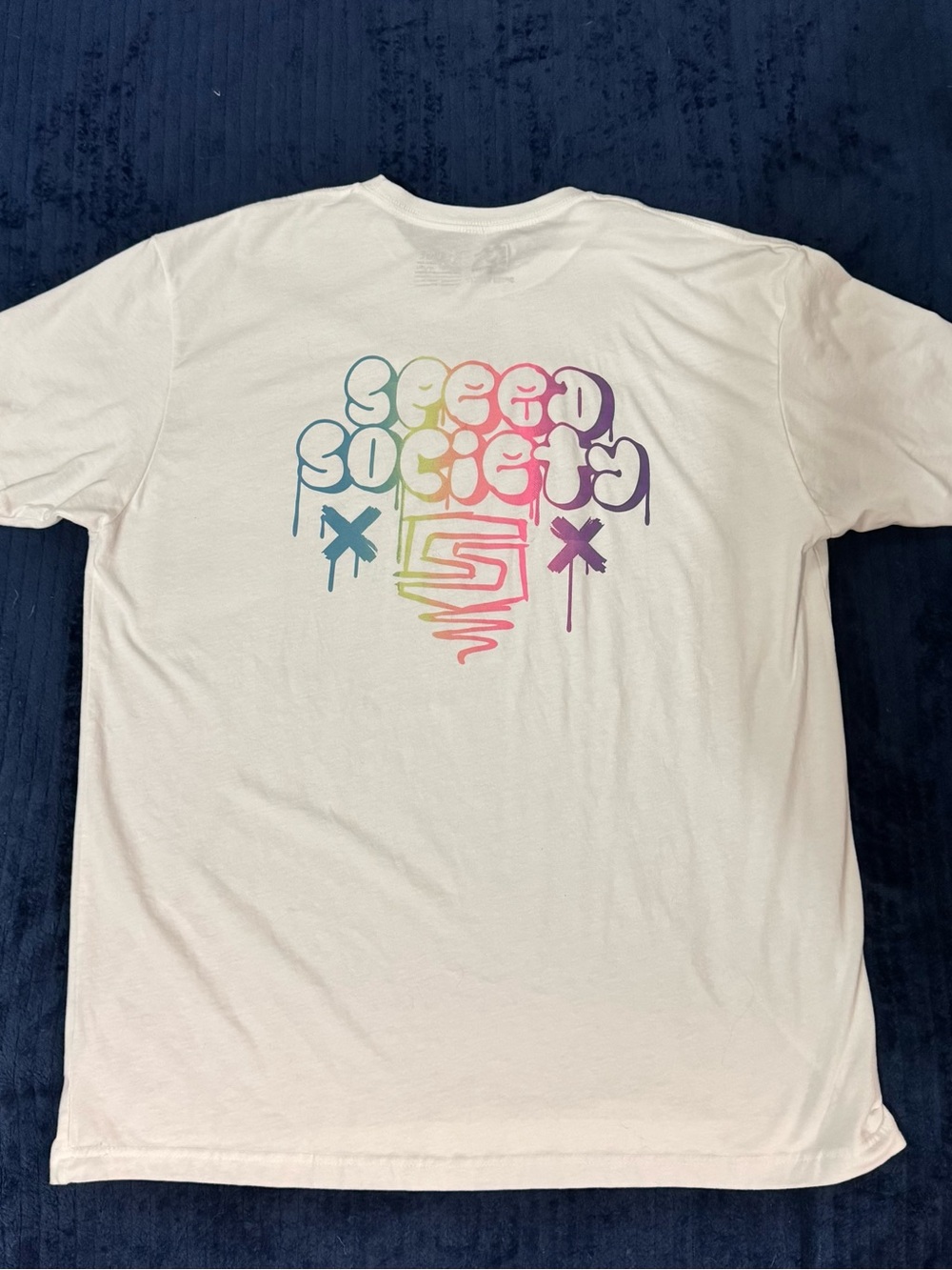 Speed Society Rainbow Graffiti Logo T-Shirt - White - XL - Car Enthusiast